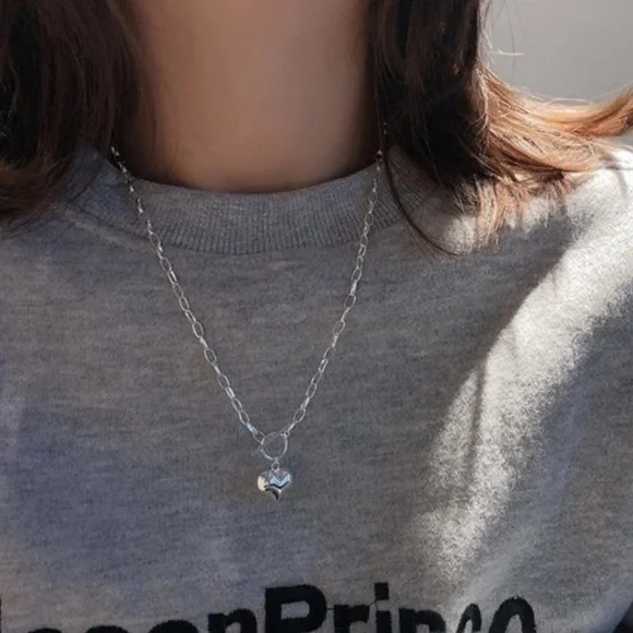 20” 925 STERLING SILVER HEART LINK CHAIN NECKLACE, NICE NECKLACE, CUTE NECKLACE - Picture 2 of 5